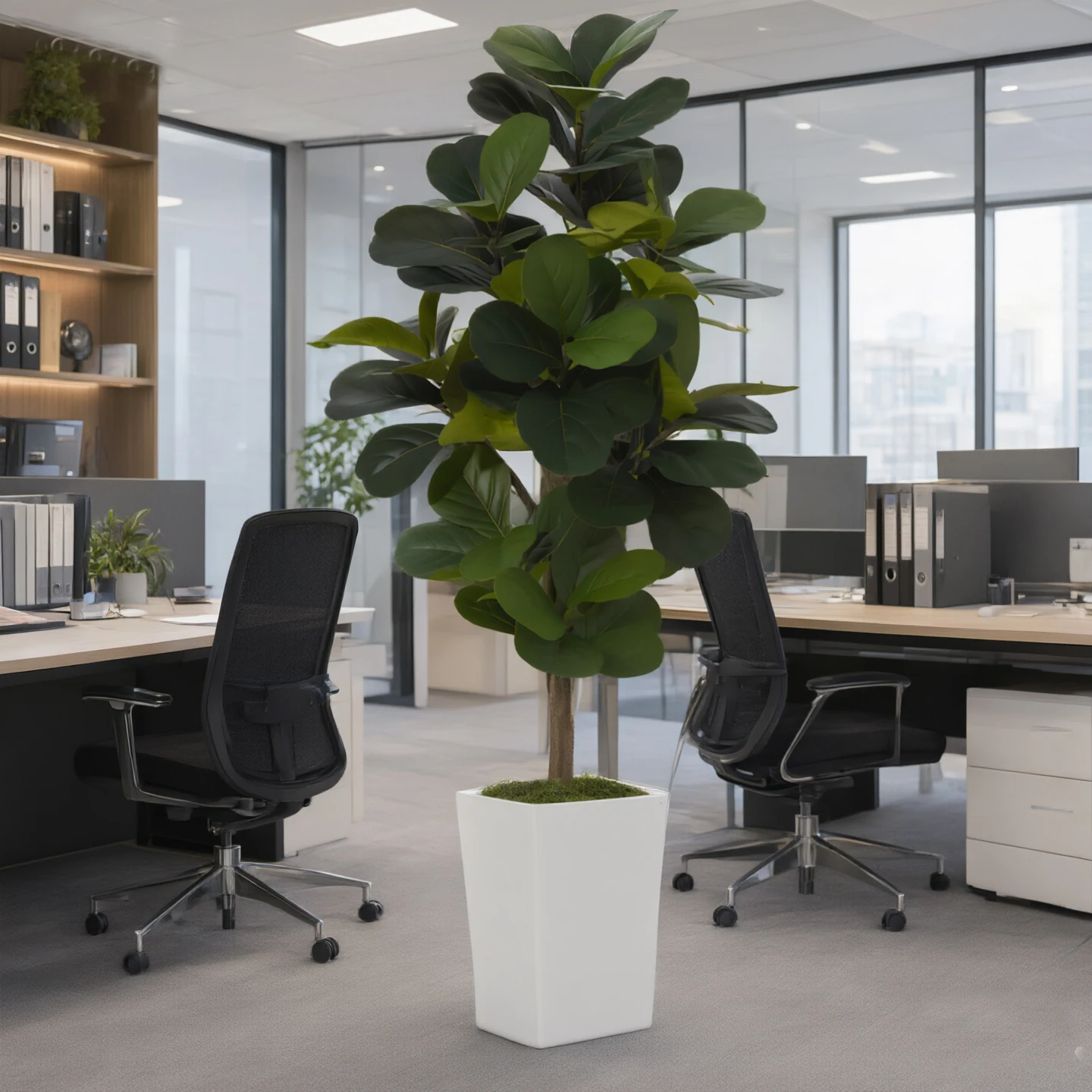 Albero di fico artificiale, alto 180 cm, ideale per interni, grande fico artificiale in vaso, foglie in seta e vaso bianco con peso interno, perfetto per decorare soggiorni, uffici, camere da letto,