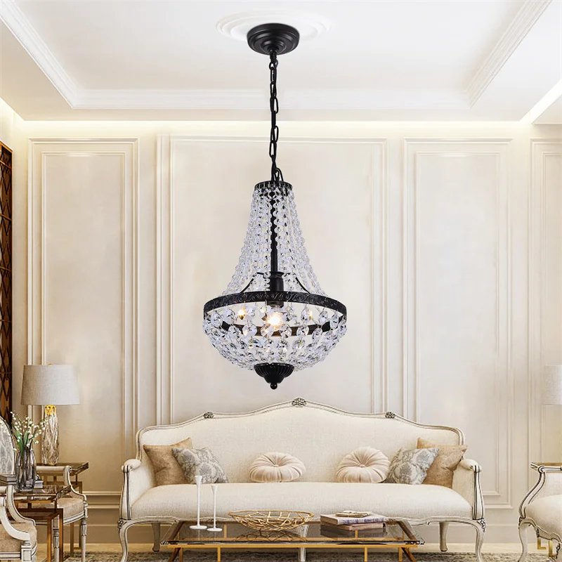 Retro Pendant Light Luxury Crystal Basket Ceiling Lamp Chandelier Led Nordic Dining Living Room Decor Hanging Lustre Fixture