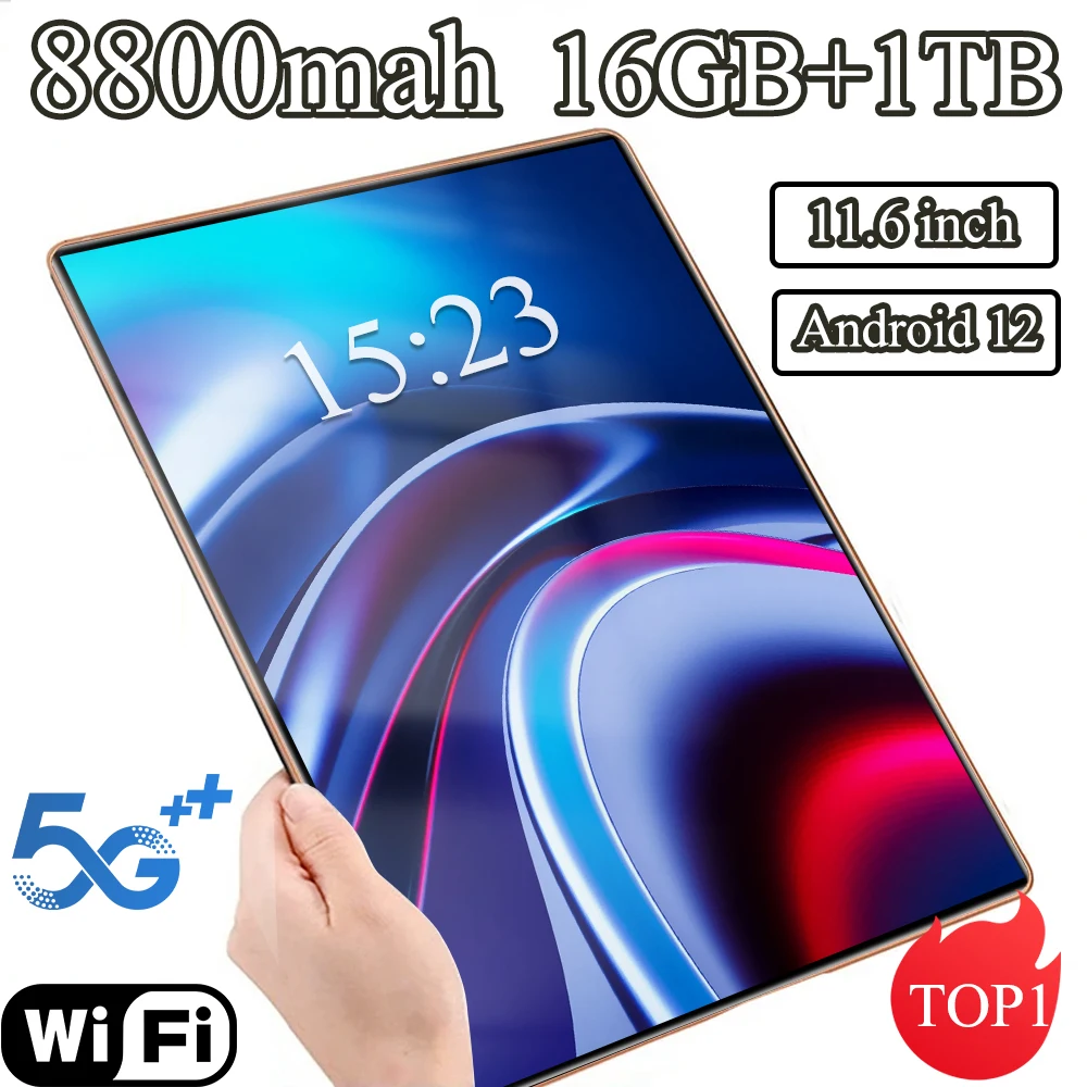 2024 5G Brand New 11.6 inch Tablet Android 12.0 8800mAh 16GB RAM 1TB ROM Wifi 10 Core Tablets PC Network Global