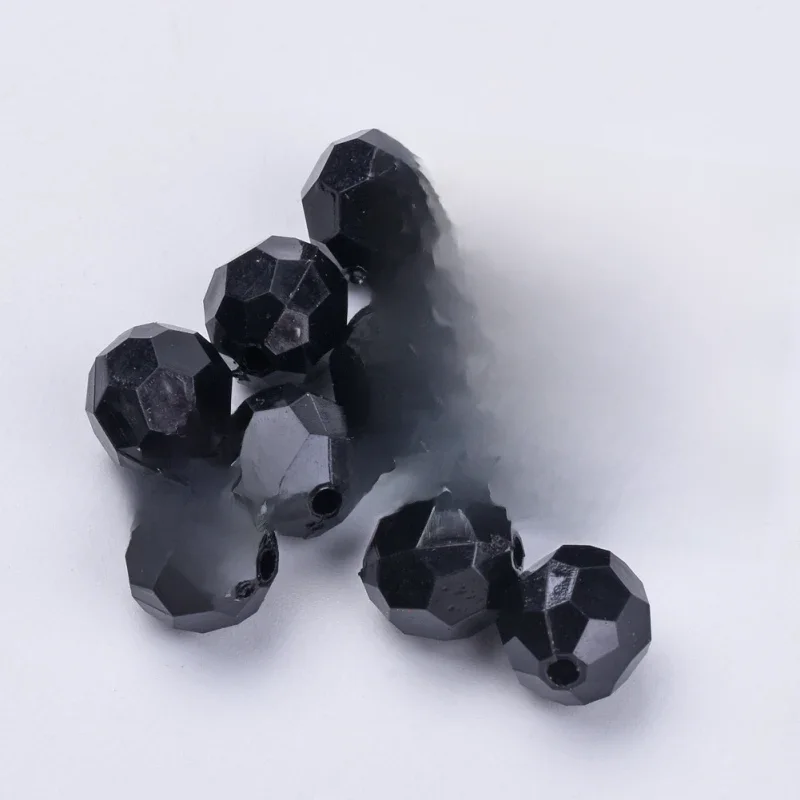 1810 sztuk/500 g Koraliki akrylowe Fasetowane okrągłe czarne 8x7 mm Otwór: 1,5 mm — zdjęcie 2