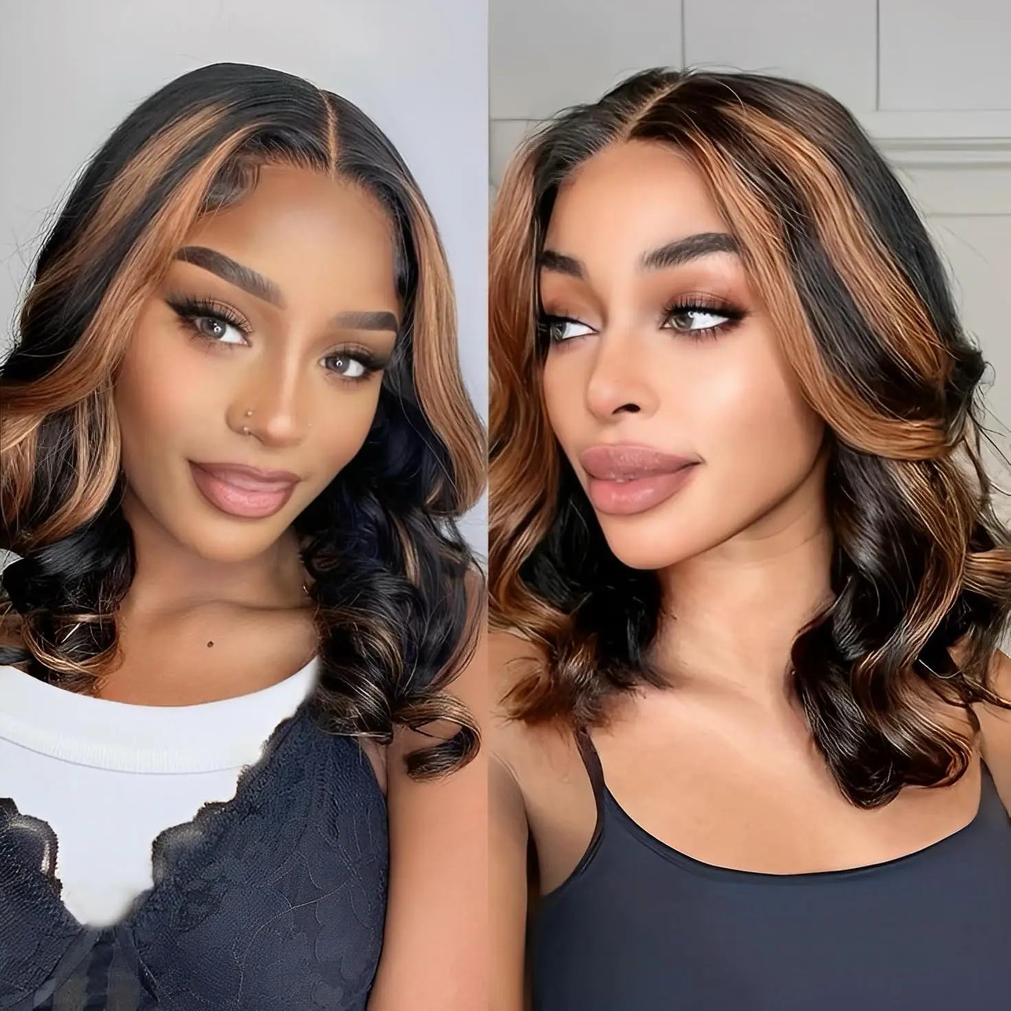 

12 Inch Bob Wig Human Hair Highlight Ombre Glueless Wig Human Hair Ready To Wear 1b/30 Blunt Short Brazilian Remy Wig For Women