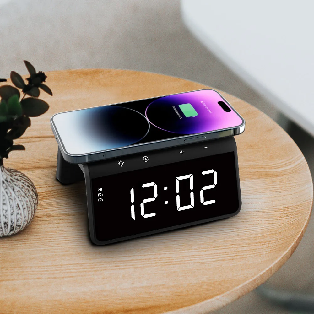 LED Iphone Galaxy High Speed Wireless Charger Radle Alarm Table Clock AL700LED 15W