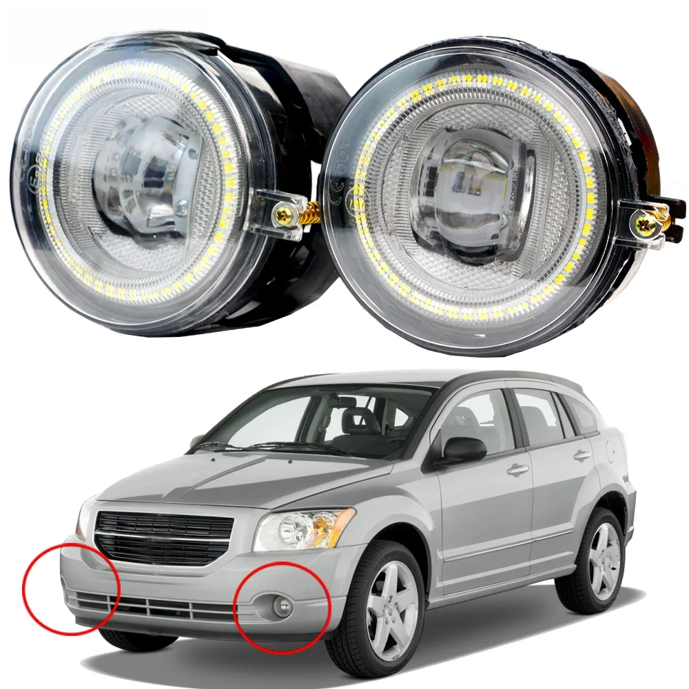 2 X Samochodowe światło przeciwmgielne LED Angel Eye DRL do jazdy dziennej 9005 Do Dodge Caliber SXT SE R/T 2007 2008 2009 (nie pasuje do modelu SRT-4) — zdjęcie 2