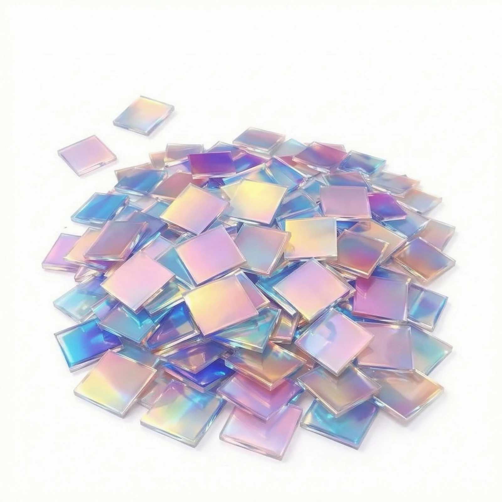 50Pcs Rainbow Radiant Acrylic Sheets Square Mini Holographic Acrylic Mosaic Art 2x2cm 3x3cm Holo Plexiglass Tiles