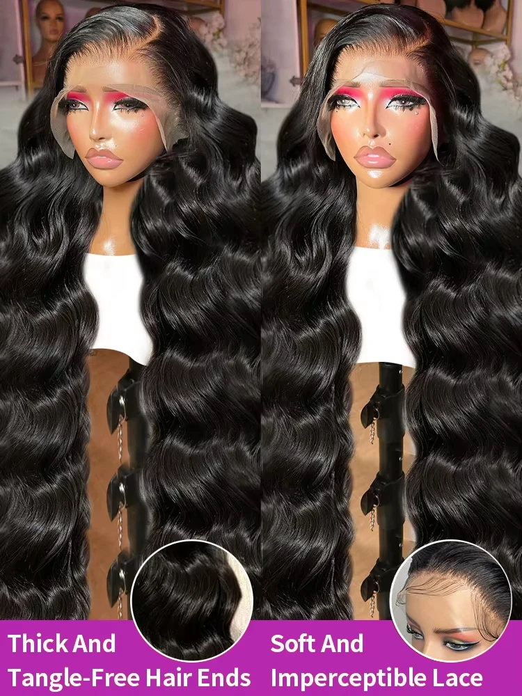 38 40Inch Body Wave Human Hair Wigs 13x6 Hd Lace Frontal Wig  Brazilian Water Wave Lace Front Wigs Pre Plucked For Women image 3