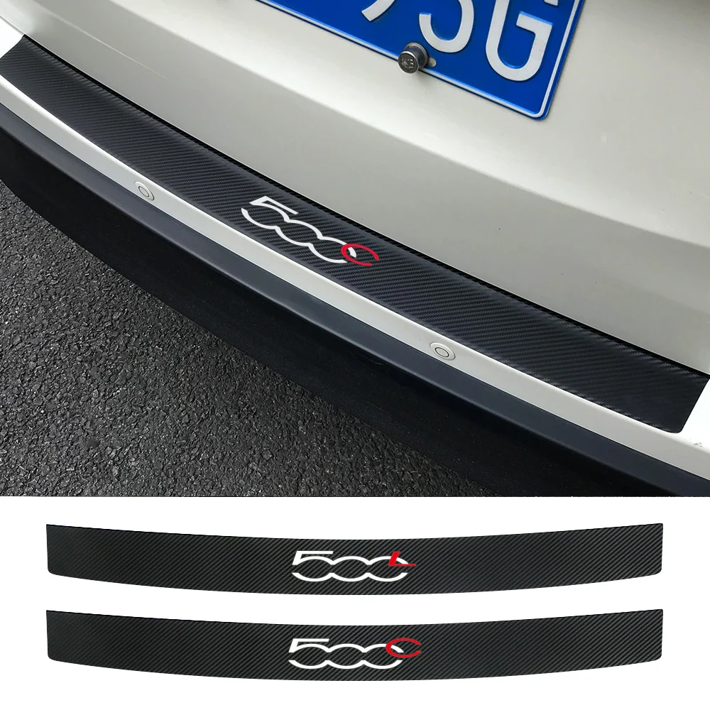 Car Trunk Guard Plate Sticker For Fiat 500 500C 2012 500X 500L Abarth Auto Rear Bumper Decals Carbon Fiber Protector Accessories