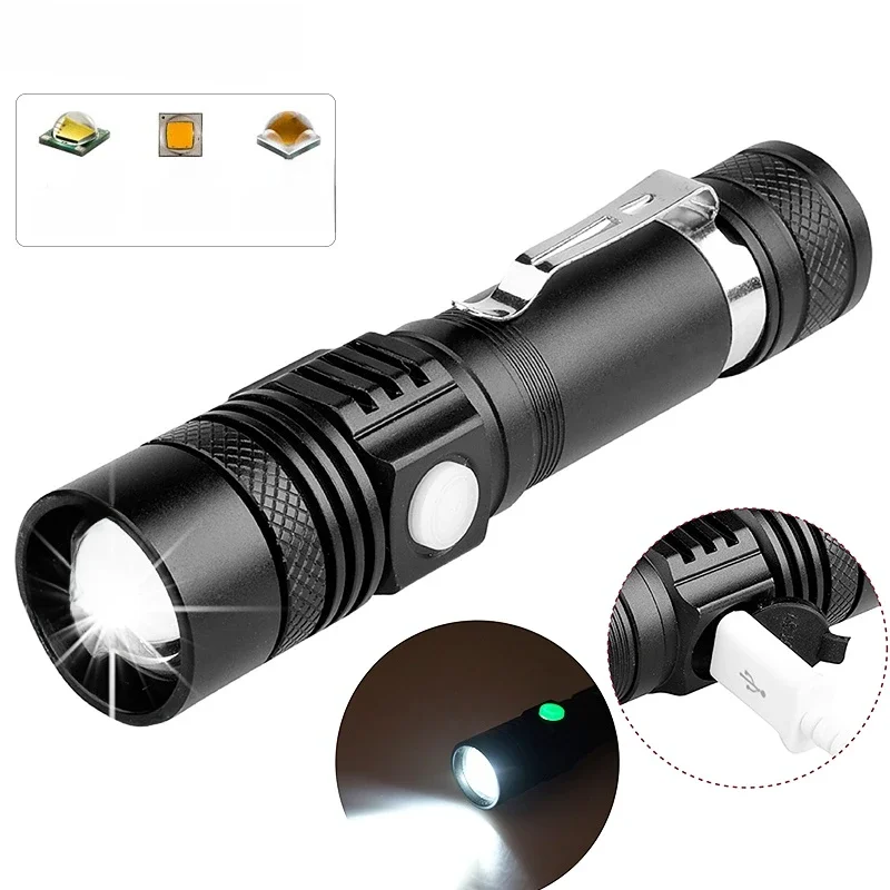 AliExpress POCKETMAN Super Bright Led flashlight USB linterna led torch T-6/L2/V6 Power Tips Zoomable Bicycle Light 18650 Rechargeable