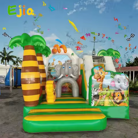 Commerical Grade Inflatable Animals Combo Bouncy Castle Jungle Animals with Slide Safari Bounce House For Outdoor Playground