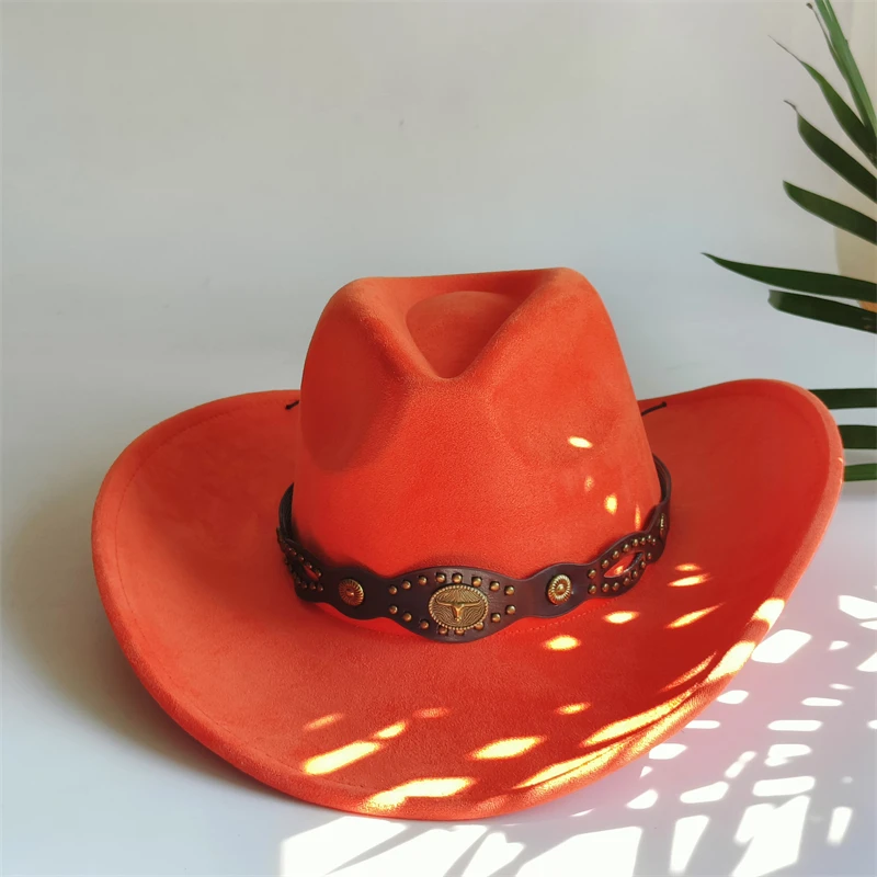 Breite Krempe Cowboyhüte für Damen, Retro Cowboyhut, Herren Jazzhut, Wildlederhut, Filzhut, Vintage Panama Sombrero Hombre – Detail 6