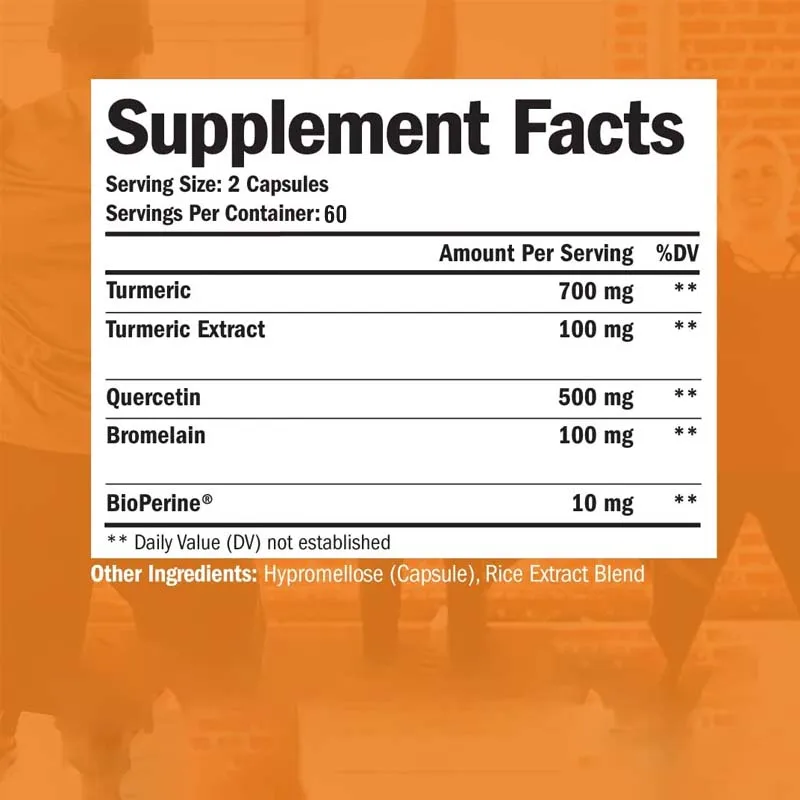 Turmeric & Curcumin Supplement - Contains Quercetin, Bromelain and Black Pepper To Promote Joint and Bone Health - 120 Capsules