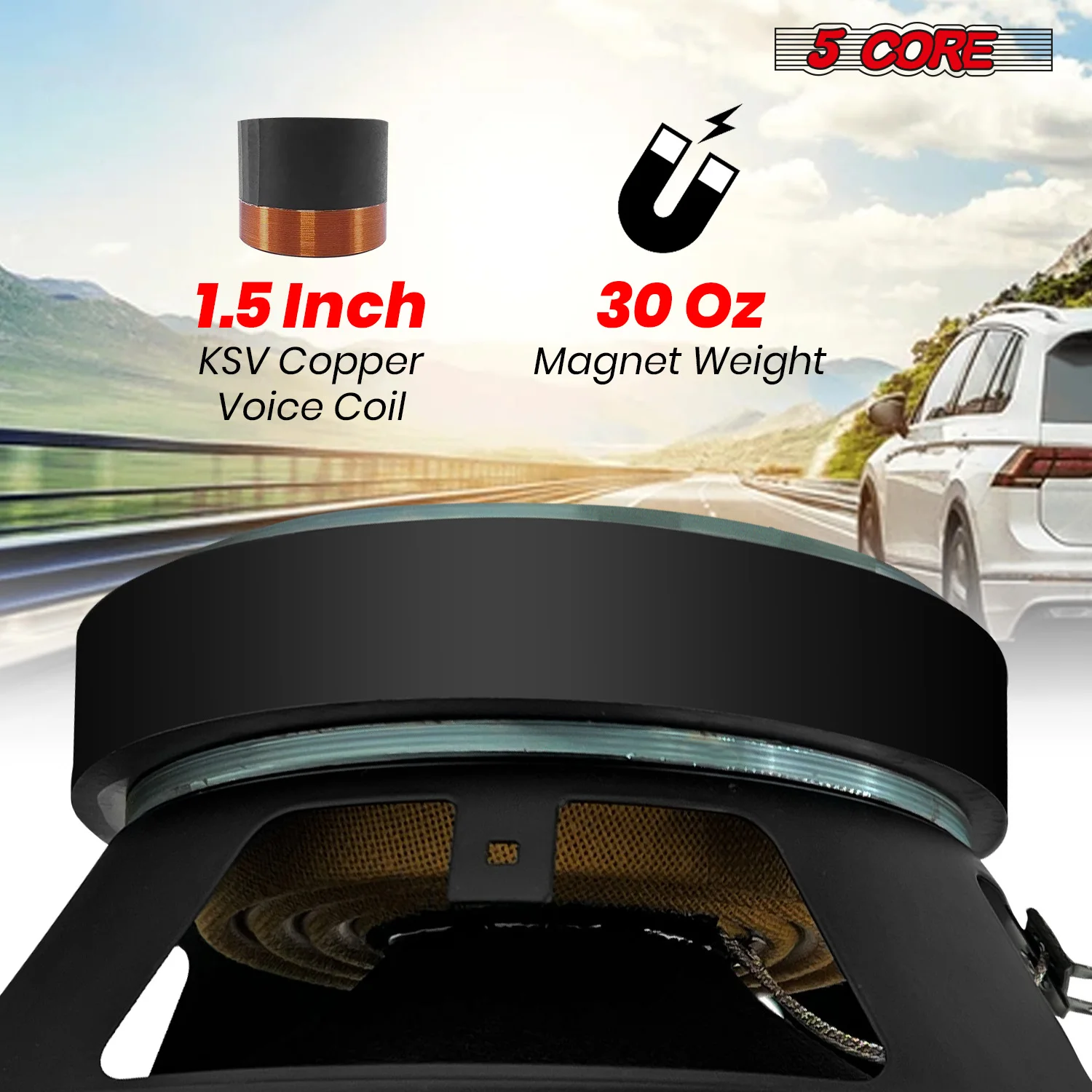 5Core 8 Inch Midrange Door Speaker 500W Subwoofer w Aluminum Bullet 4Ω Sub Woofer MR 8 BLT R 4oHM view 5