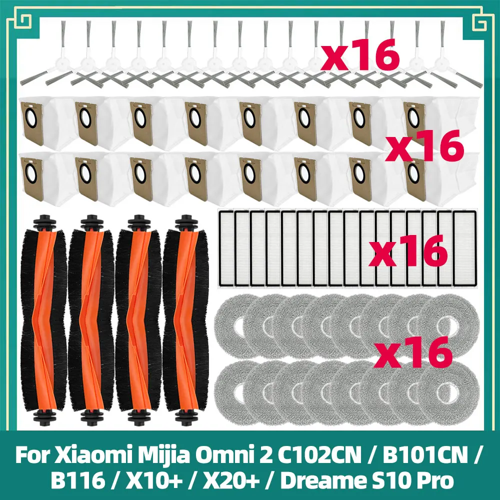 Parts Fit for Xiaomi Mijia Omni 2 C102CN / B101CN / B116 / X10+ / X20+ / Dreame S10 Pro Main Side Brush Filter Mop Pad Dust Bag