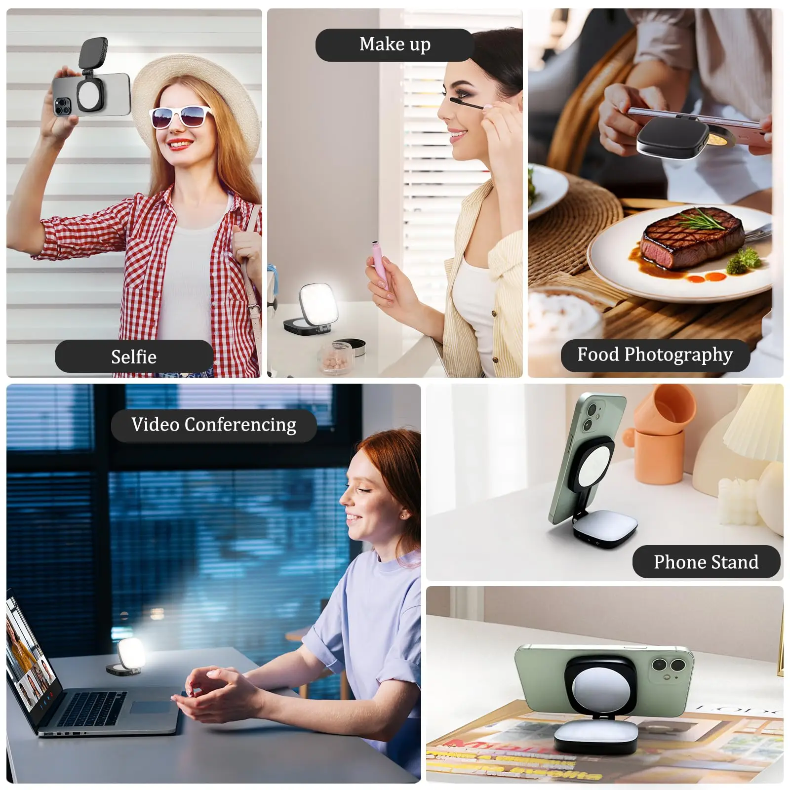 Luce magnetica per selfie SmallRig per iPhone, luce per telefono con specchio, attacco istantaneo per MagSafe, per selfie, videoconferenze