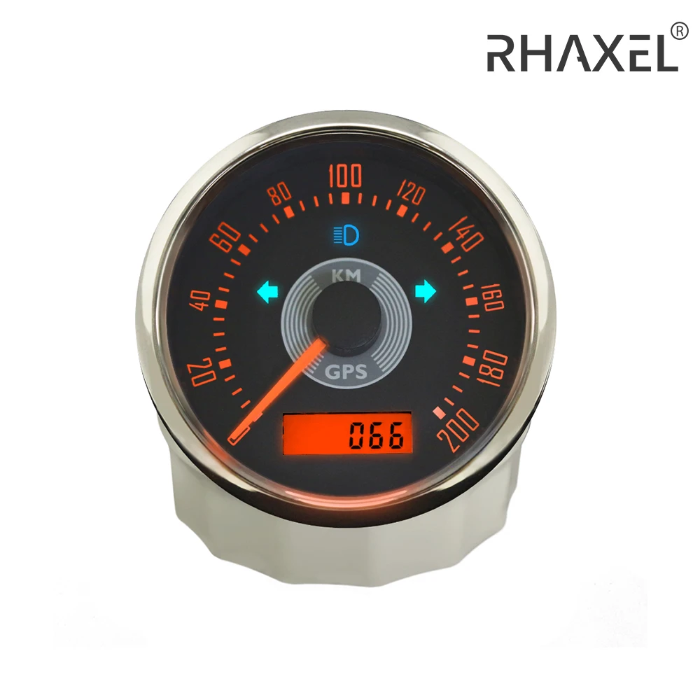 RHAXEL Universal Waterproof GPS Speedometer Odometer 150MPH 160MPH 160KM/H 200KM/H for Car Motorcycle 12V/24V 85mm