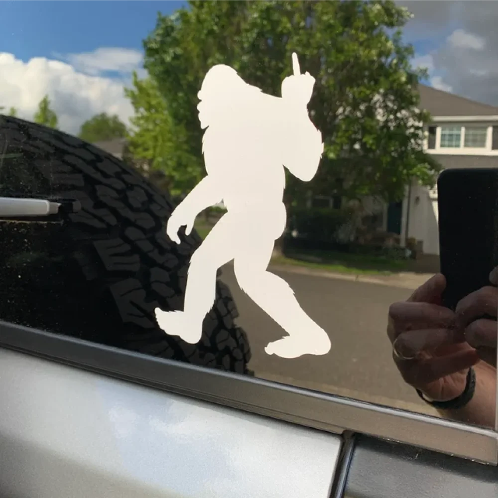 Bigfoot Middle Finger Decals Outdoor Design Waterproof Stickers Decor Accessories Car Window Windshield Bumper Stickers