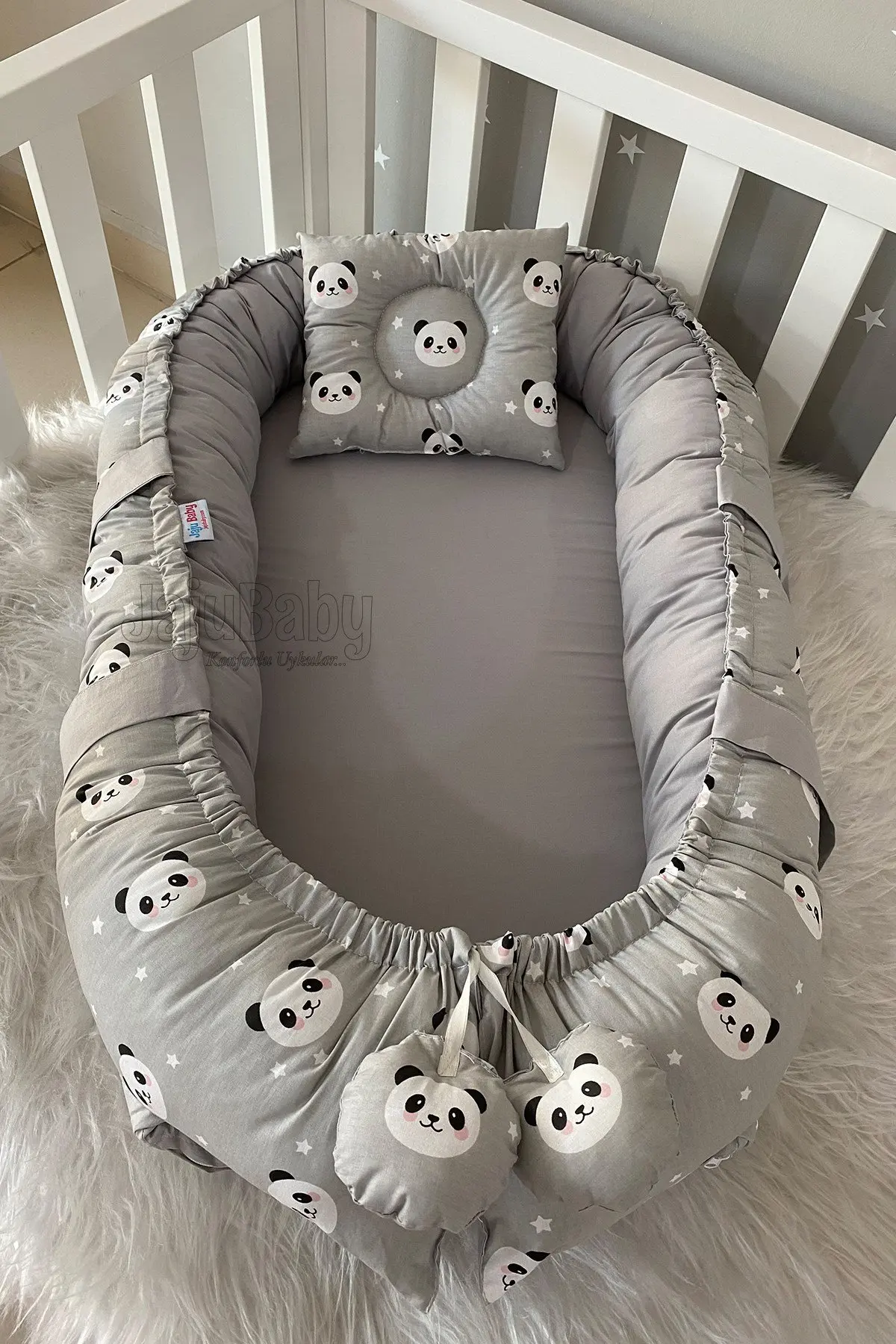 

Handmade Gray Panda Luxury Design Orthopedic Babynest