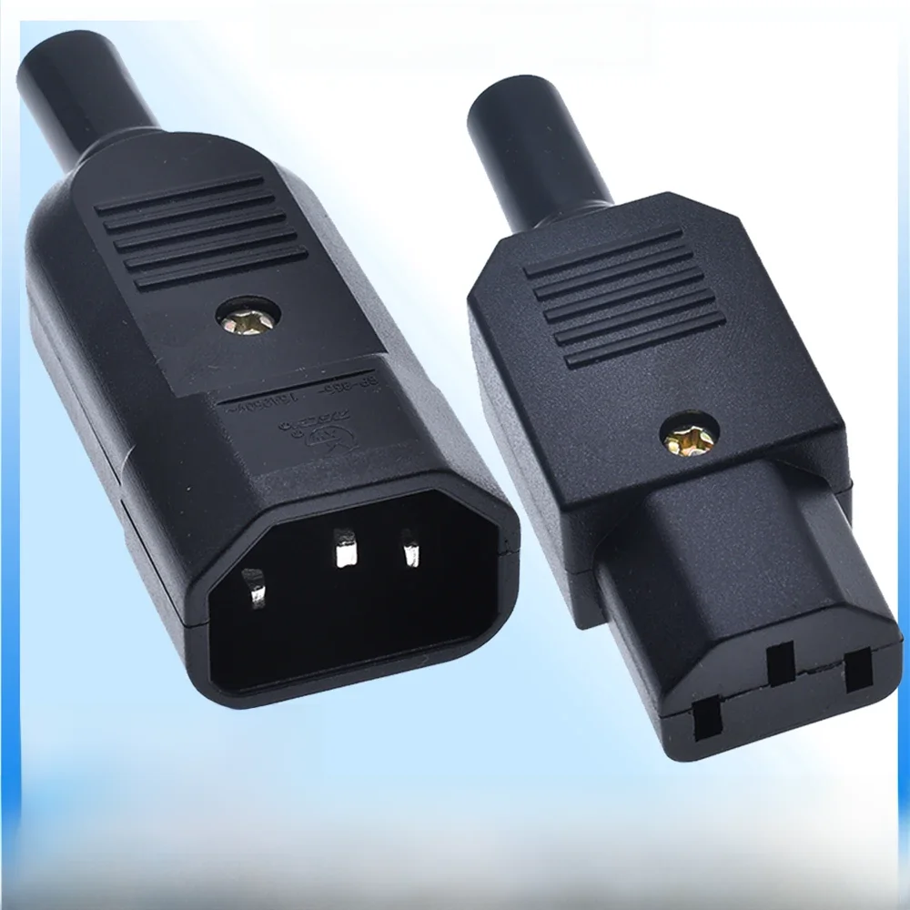Connecteur de câble droit IEC 16A 250V C13 C14, prise mâle femelle, connecteur d'alimentation rechargeable, prise AC à 3 broches, prise industrielle BK