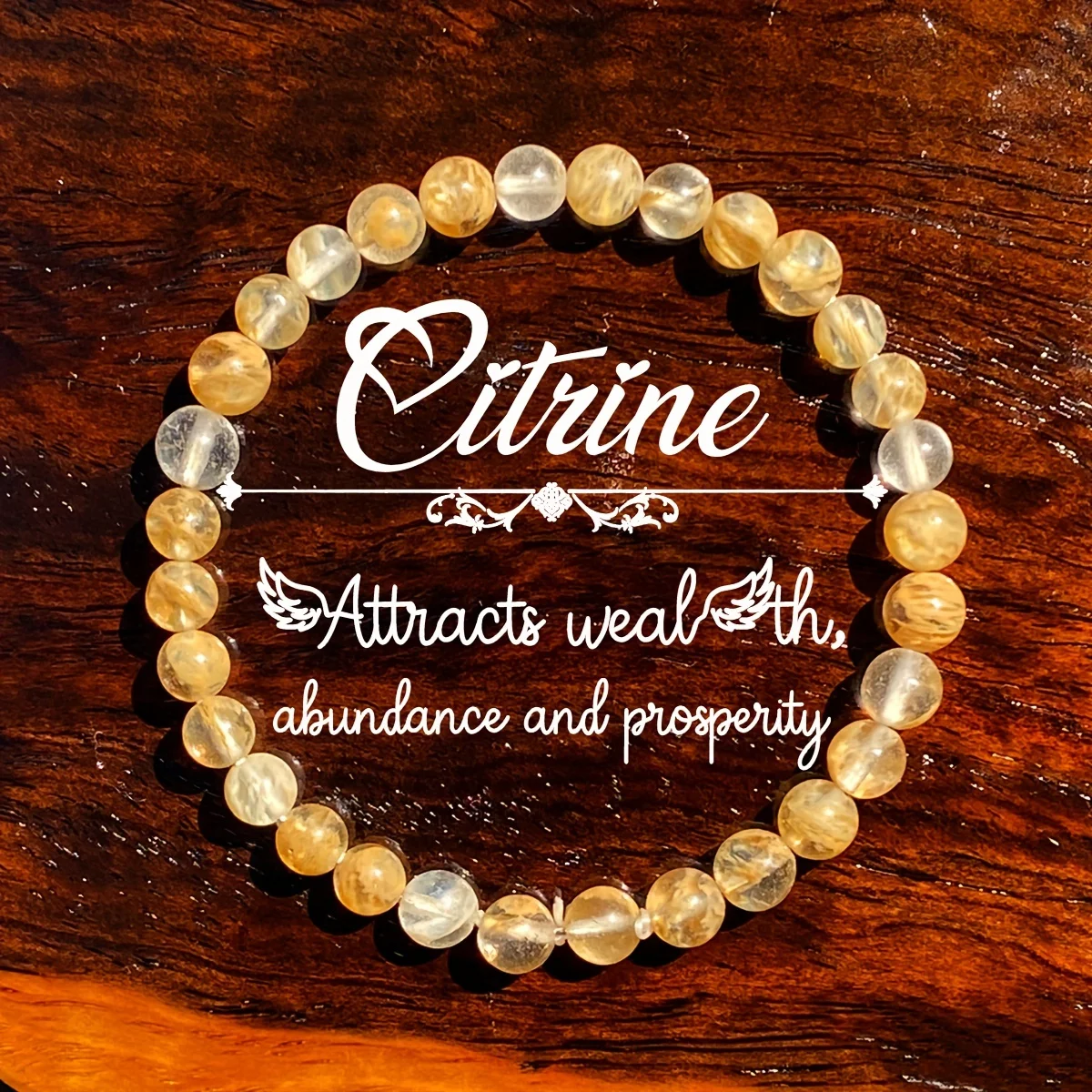 1 pc/Abundance and Prosperity Citrine Bracelet Optimism and Happiness Christmas Gift for Family [Natural Stone Color Random]