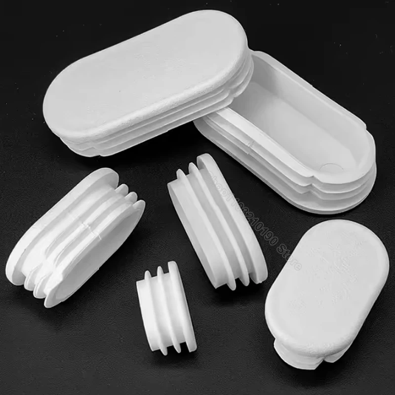 Oval Oblong Rectangle Plastic Blanking End Caps Tube Pipe Inserts Plugs Bungs Stopper For Table Feet Chair Leg Black/White/Grey