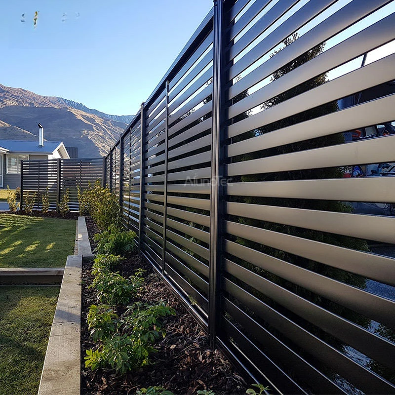 Decorative anti climb outdoor Garden Aluminum Privacy Fence outdoor Horizontal Slat Fence panels