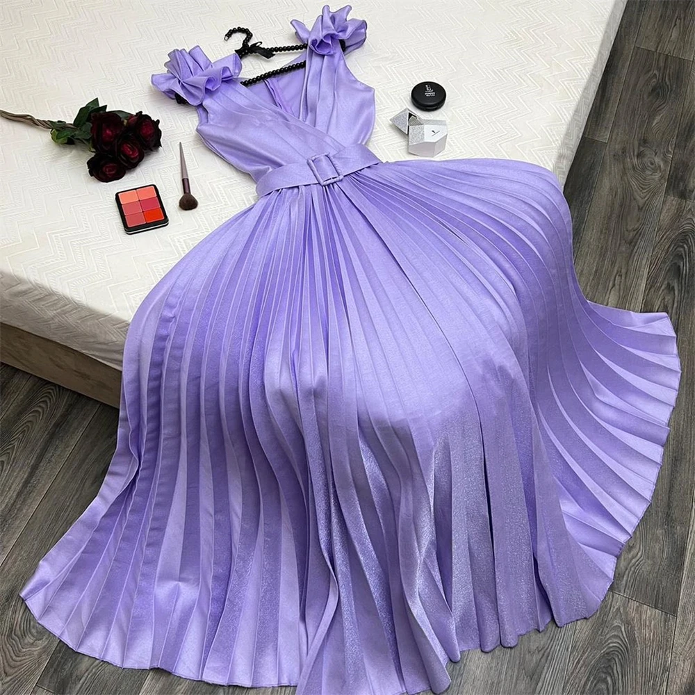 Customized Prom Dresses Retro Elegant V-neck A-line Fold S Formal Occasion Gown Abiti Da Cerimonia Donna 2023 Vestido Corto Eleg