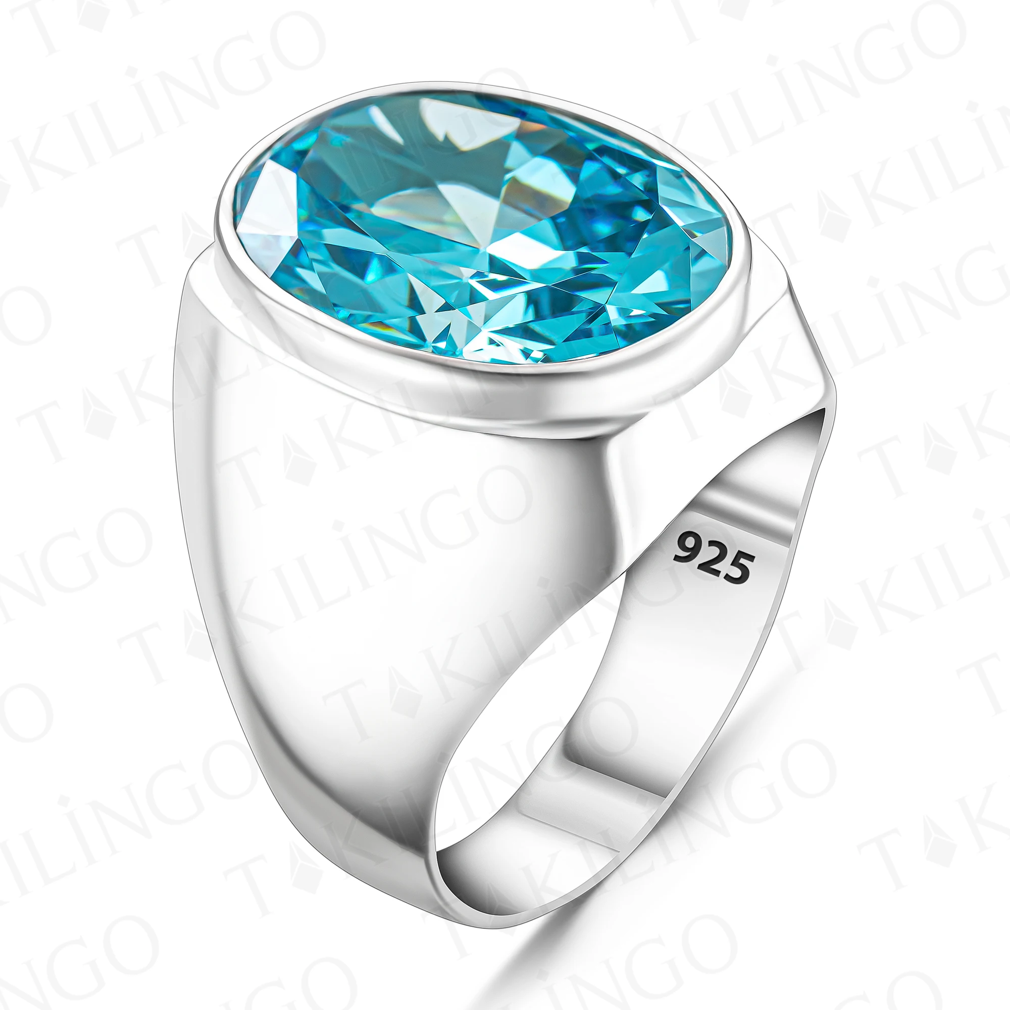 Aquamarine Gemstone 925 Men Silver Ring, Handmade Original Aquamarine Stone Mens Silver Ring