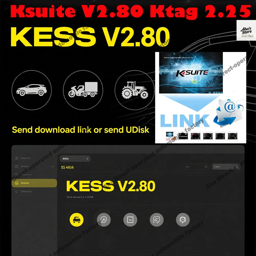 

New Car accessories Repair Software KSuite V2.80 & Ktag 2.25 obd2 scanner For KESS V5.017 KTAG V7.020 KESS 2.70 ECU Turn Program