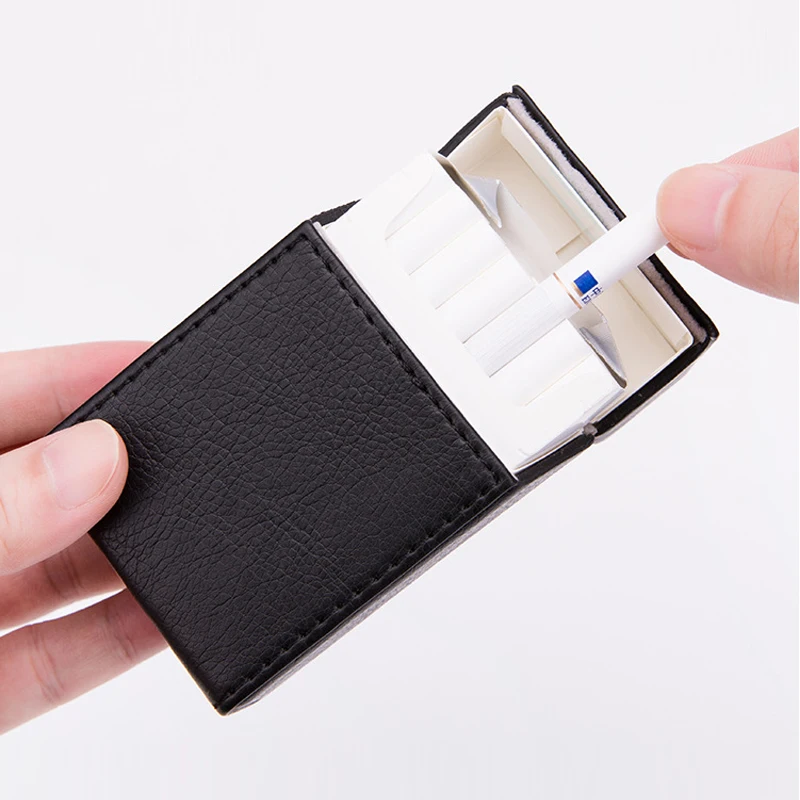 Hot Holds 20 Cigarettes PU Leather Storage Box Magnet Adsorption Clamshell Cigarette Case Smoking Accessories Men Gift