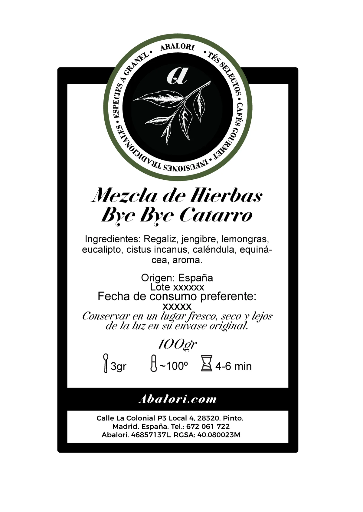 Mezcla de Hierbas Bye Bye Catarro | Ayuda a Mejorar la garganta | Regaliz, jengibre, lemongras, eucalipto, cistus incanus, caléndula, equinácea,