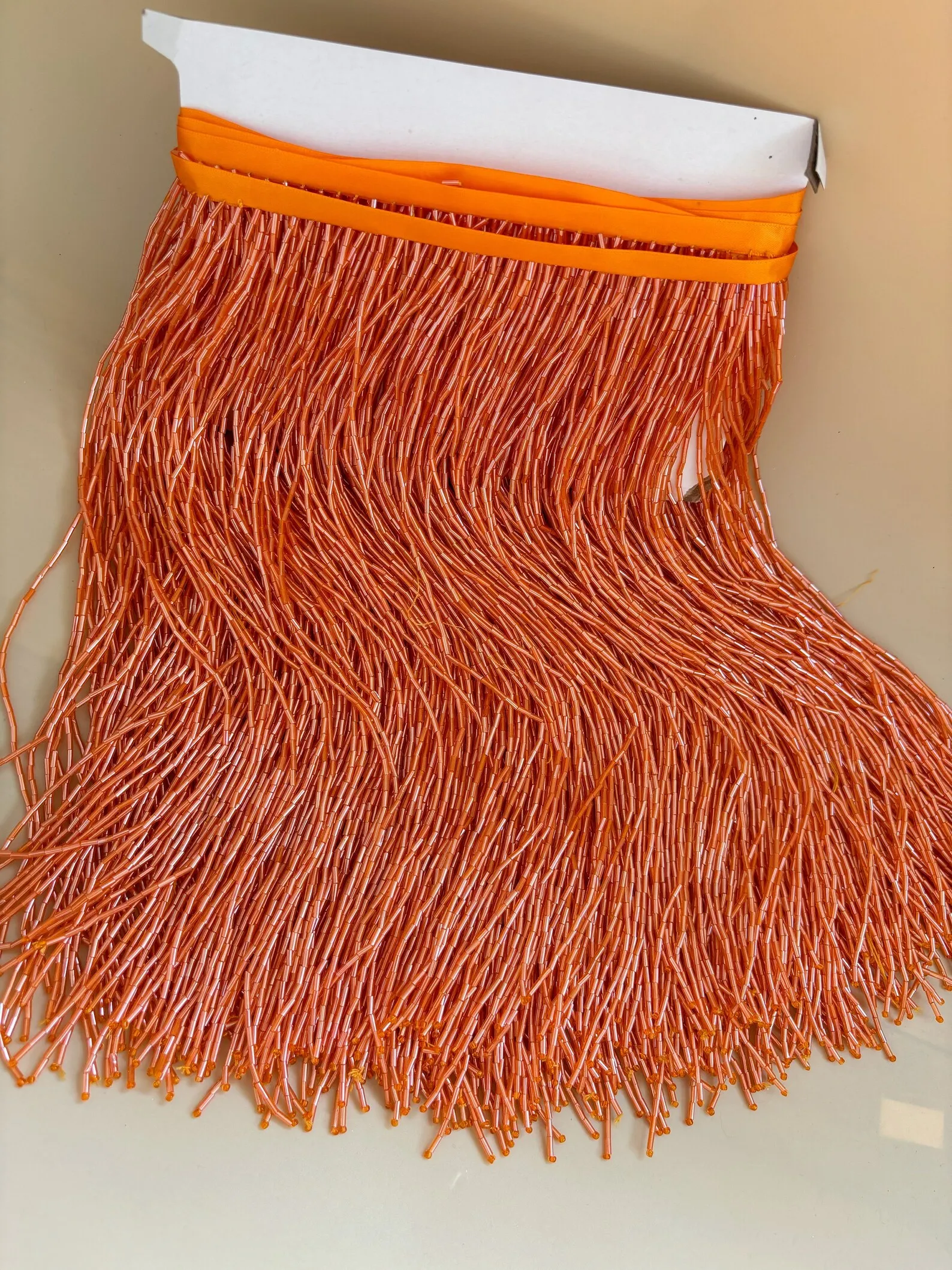 

1 Yard Orange Heavy Bead Fringe Tassel Trim For Dance Costume Haute Couture Dress Trimming Beading Fringe