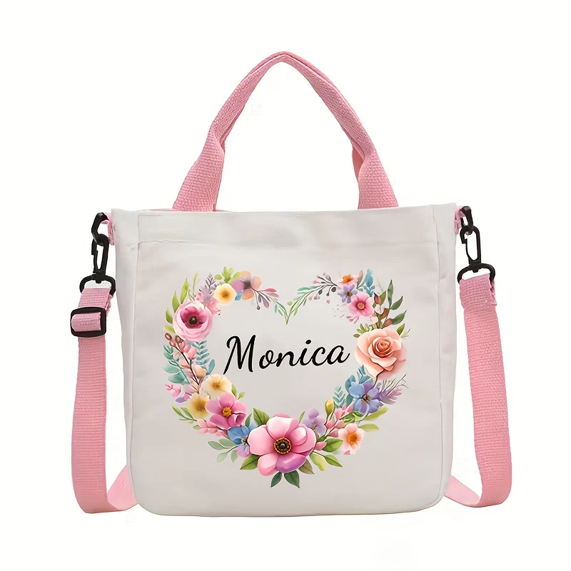 Custom Crossbody Bag for Women & Men, Heart‑Flower Design, Durable Casual Purse, Valentine’s Birthday Anniversary Gift