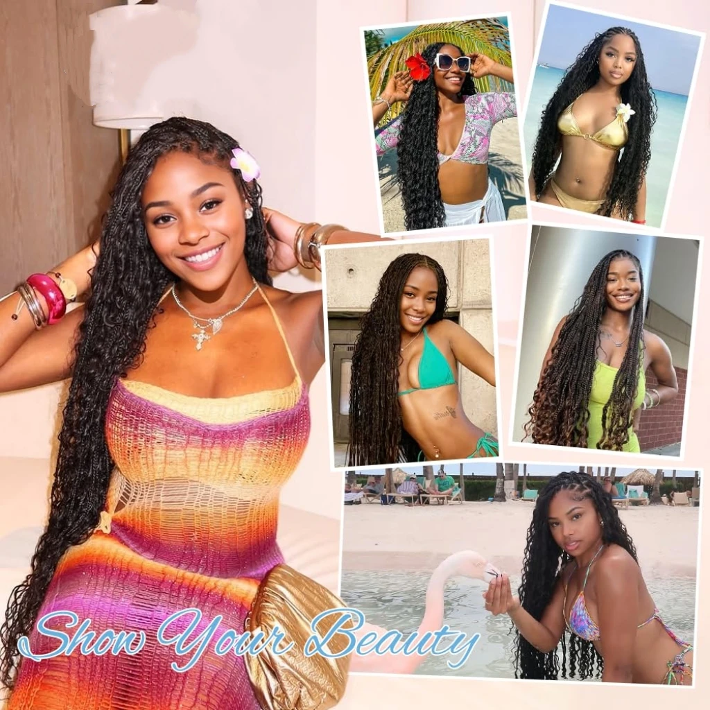 شعر تجديل بشري لضفائر بوهو شعر بوهو مموج عميق لتضفير عقدة 100% وصلات شعر عذراء برازيلية غير معالجة