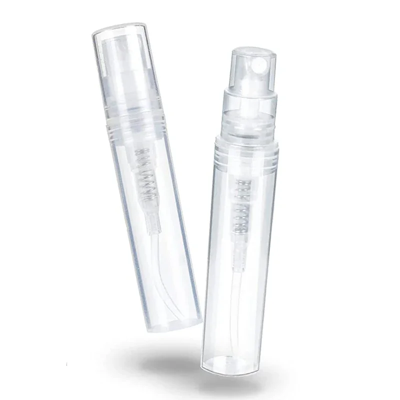 Flacon pulvérisateur en plastique transparent, 5 pièces, 10ml, 8ml, 5ml, 3ml, 2ml, atomiseur de parfum vide et mignon pour le nettoyage, les voyages, les huiles essentielles, le parfum