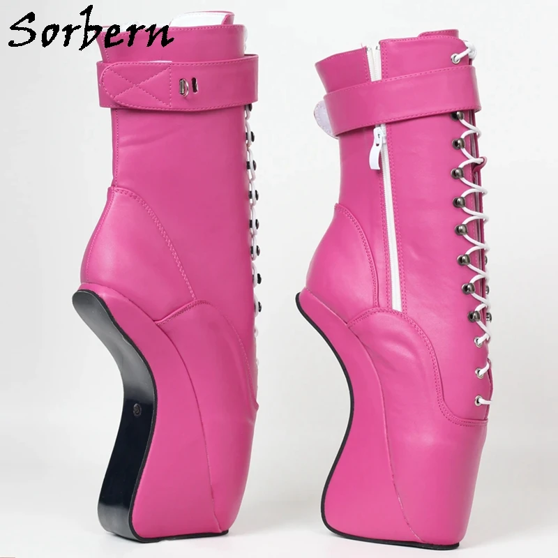 Sorbern Lockable Ankle Boots Unisex No Heels Ballet Heelless Fetish Drag Queens Shoes Bdsm Booties With Locks Key Custom Color