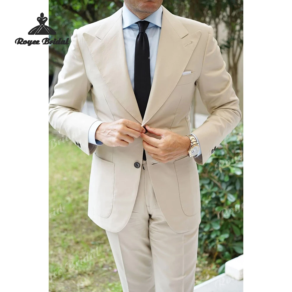 

Two Piece Men's Suit Wedding 2026 Peak Lapel Single Breasted Causal Evening Prom Suit Customized trajes para hombre