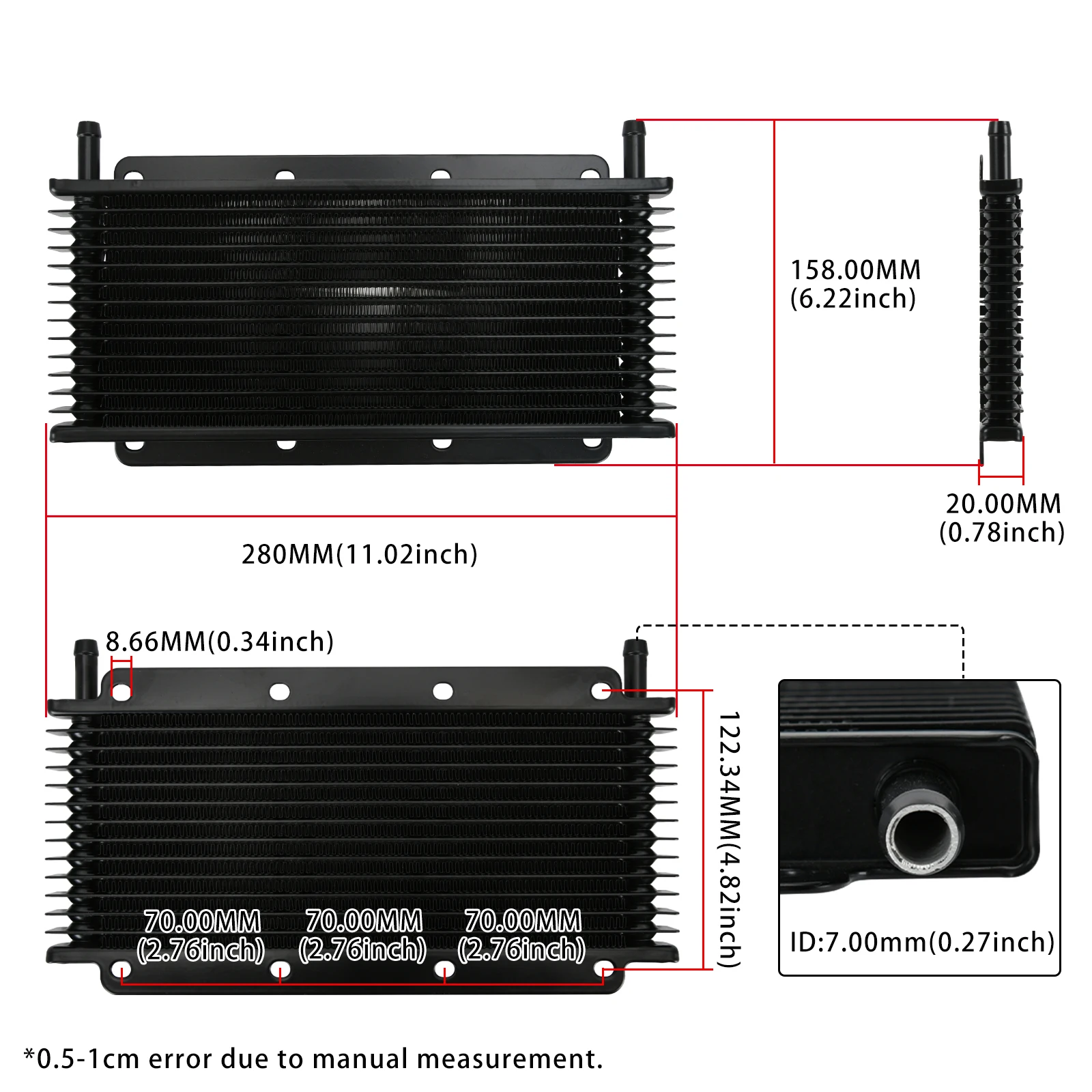 Kit de refrigerador de óleo de transmissão de alumínio de 14 fileiras, proteção de resfriamento, conversor de radiador de óleo com montagem de mangueira