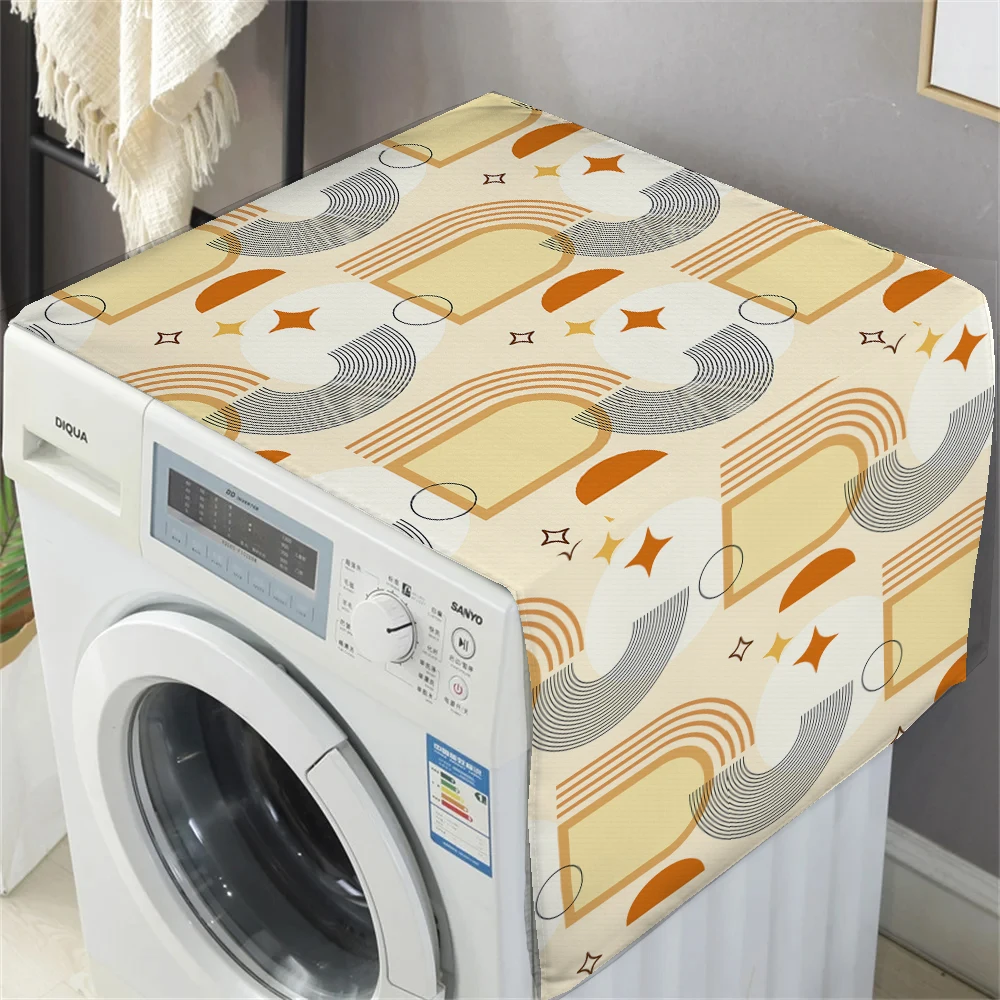 Orange Yellow Boho Minimal Print Dust Cover Washing Machine Dust Mat Design Refrigerator Protective Pad Household Home Supplies