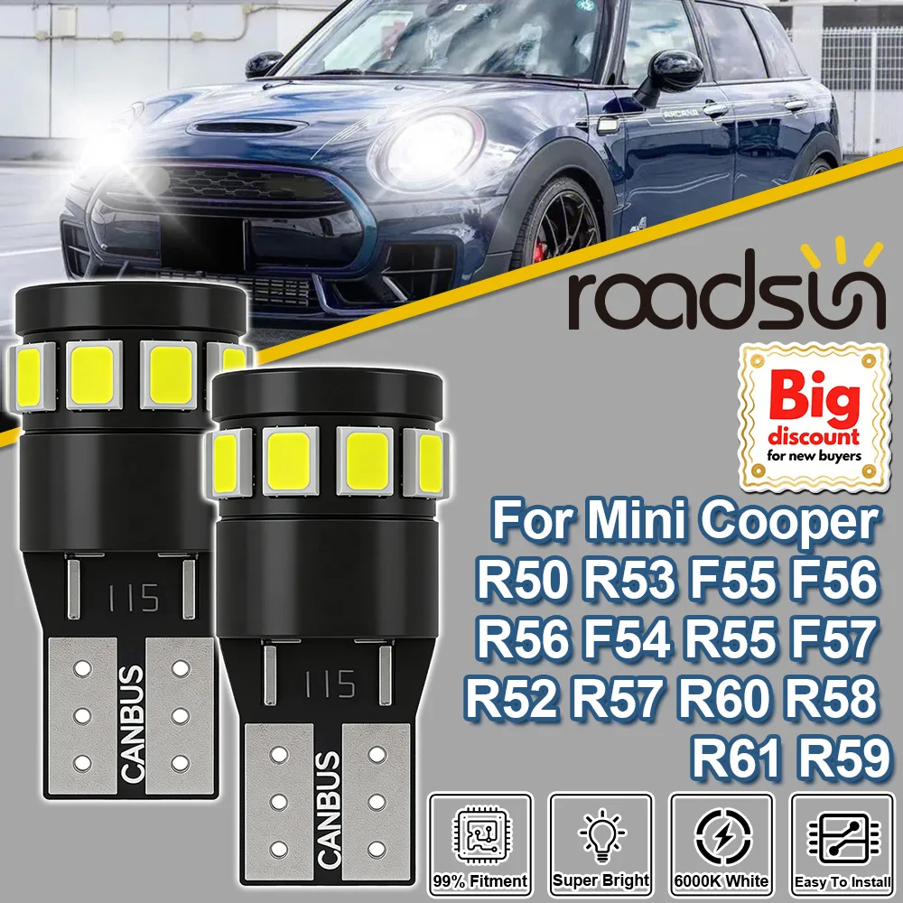Roadsun Canbus LED Clearance Light Parking Lamps W5W T10 For Mini Cooper R50 R53 F55 F56 R56 F54 R55 F57 R52 R57 R60 R58 R61 R59