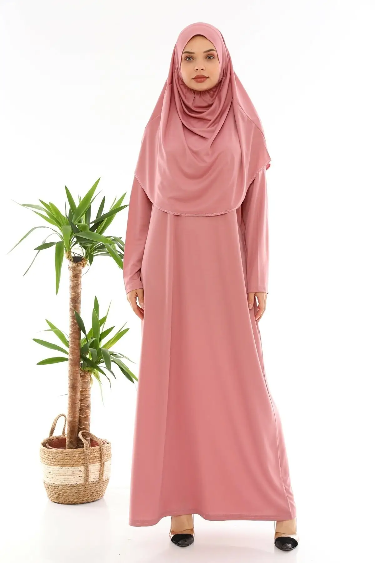 Vestido de oración de una pieza para mujer, Hijab con capucha Abaya, ropa musulmana, conjunto de falda de noche, bata islámica, turbante Eid de