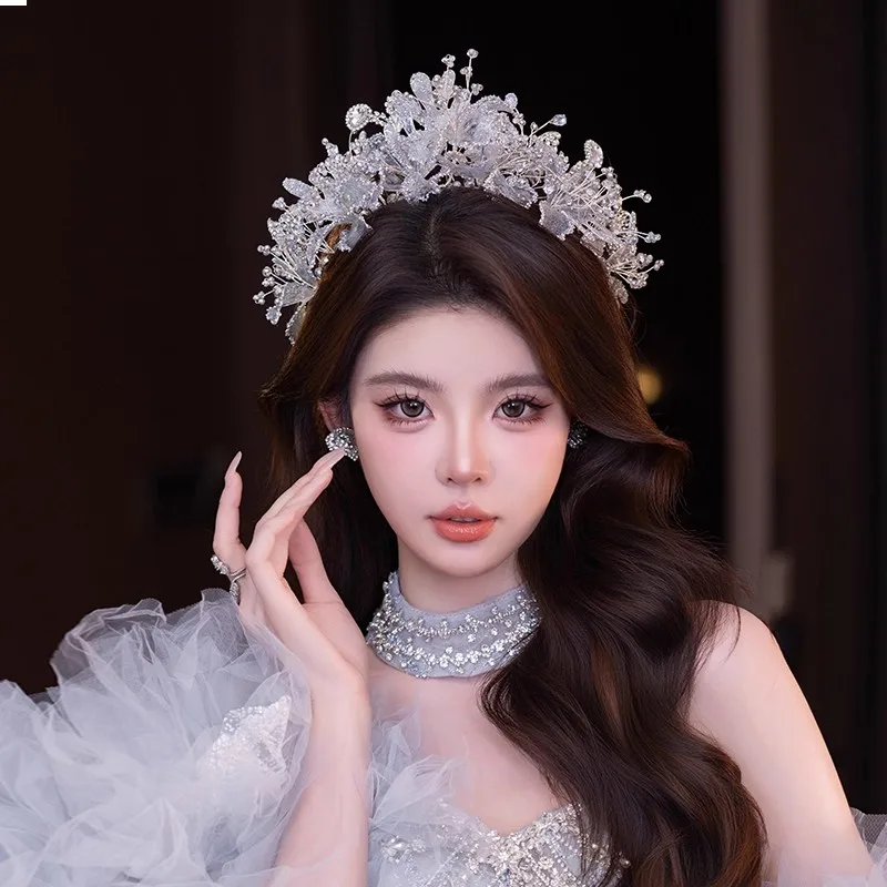 رباط شعر على شكل فراشة مطرز يدويًا للنساء، إكسسوار تاج الزفاف عالي الجودة، مجوهرات ربطة شعر الزفاف