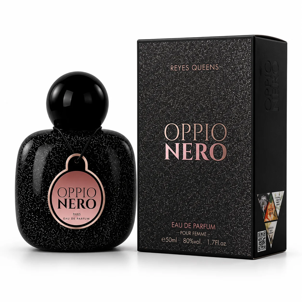 Imagen 5: Reyes Queens- Oppio Nero Eau de Parfum 50ml. Perfume femenino con aroma oriental elegante, notas dulces intensas y fondo sofisticado moderno con sensación envolvente y carácter marcado.
