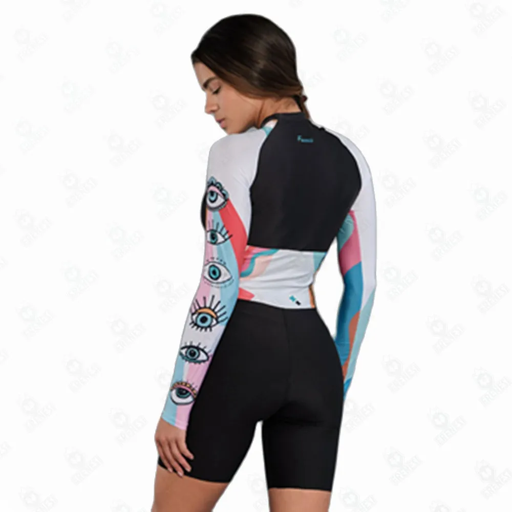 Eye Black Frenesi Roupas Feminina Bicycle Jumpsuit Ropa Para Mujer Long Sleeve Cycling Skinsuit Triathlon Women's Clothing