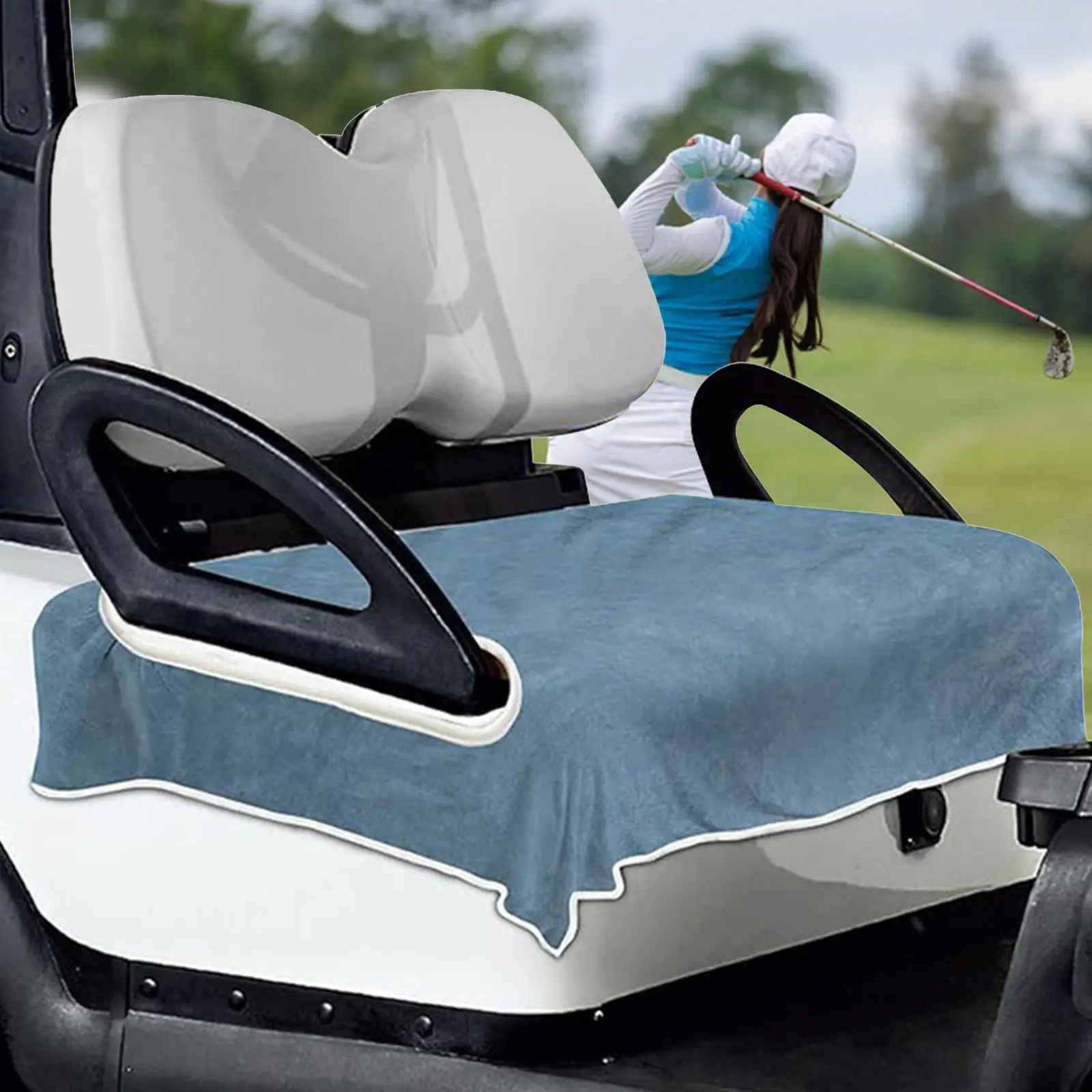 Universal Golf Cart Seat Cover UV Resistant Bench Seat Protector Easy Install Machine Washable Cushion Cover for Club Car
