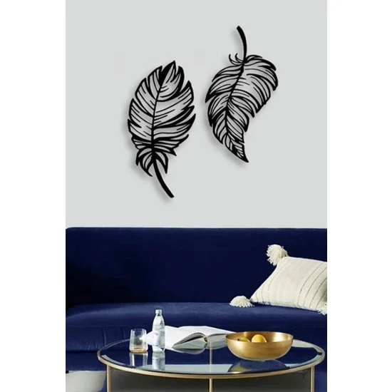 Softclass Double Leaf Feather Mdf Wall Painting