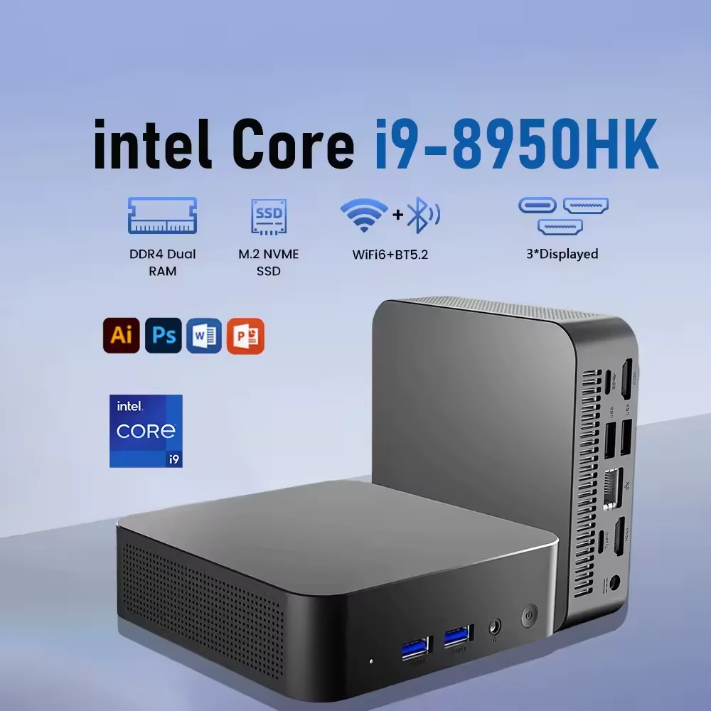 2025 Nieuwe MiniPC Windows 11 Pro Intel Core i9 8950HK 16 GB RAM 512 GB 1 TB 2 TB SSD WIFI 6 BT5.2 Ultra Mini Notebook Hosting