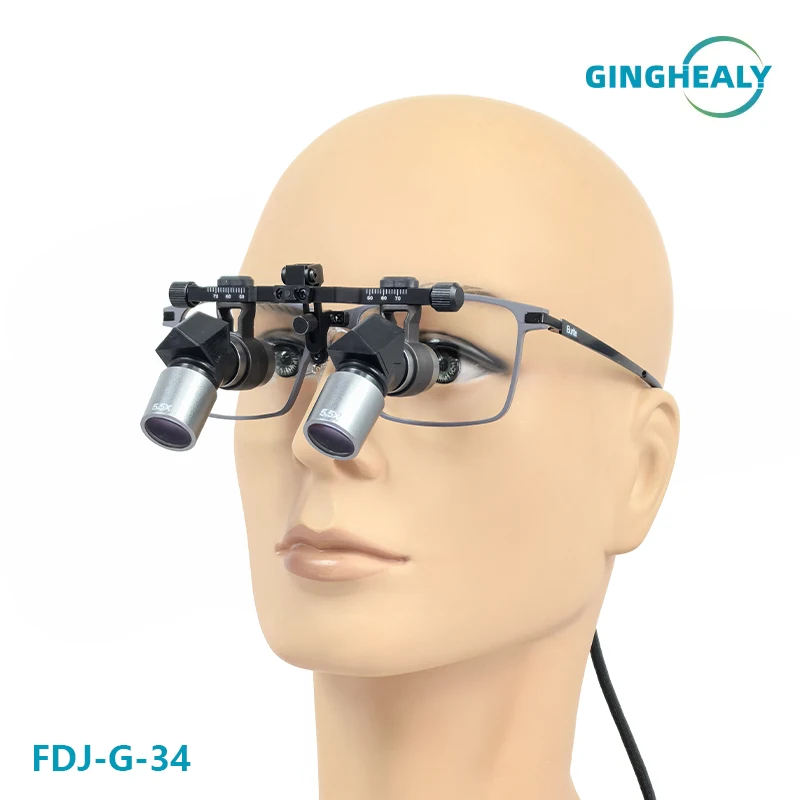 Ginghealy Magnetic lens 3.5X4.5X5.5X6.5X Ergonomic Design Ergo Prism Loupes Dental ENT Surgical IPD adjust Titanium frame