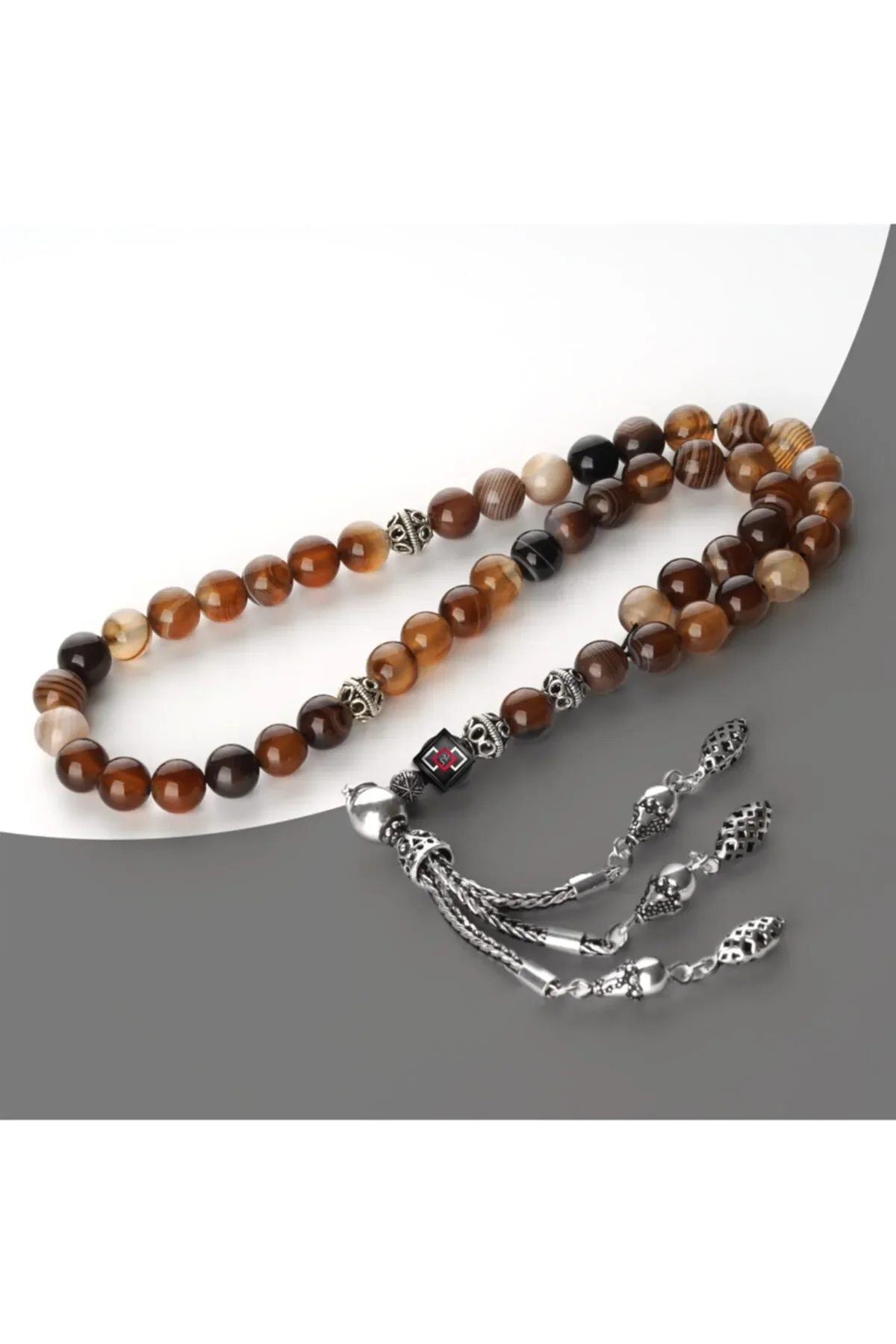 

Agate Stone Rosary with Silver Tassels