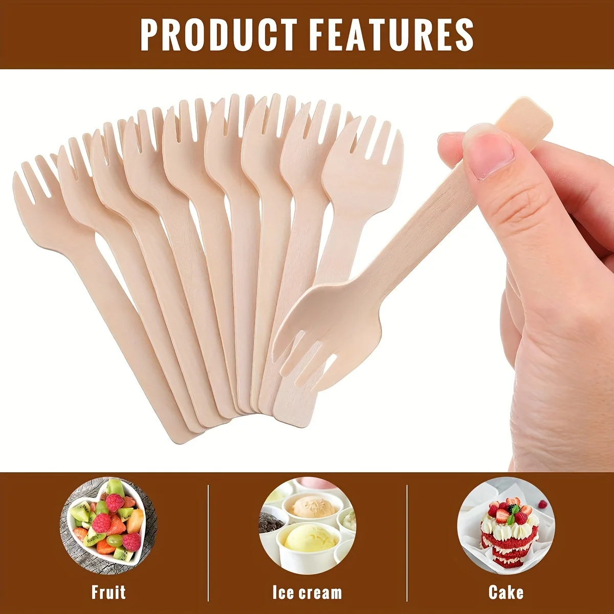 100pcs Wooden fork disposable mini fork 4-inch small fork large capacity appetizer compostable fork tableware mini cutlery cake
