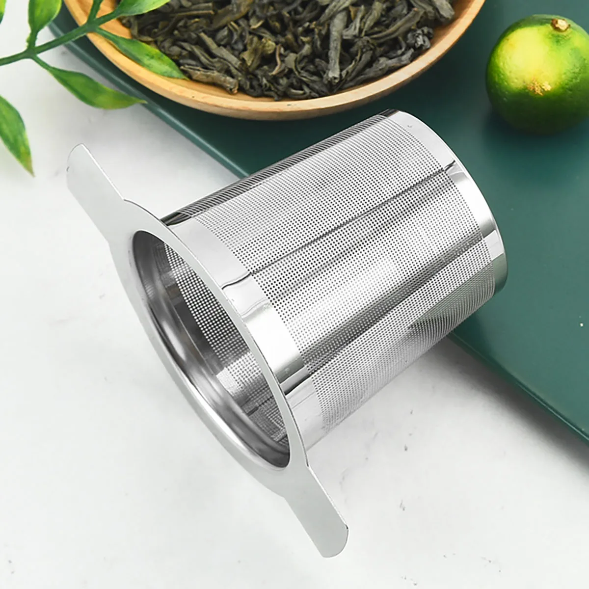 1 قطعة مقابض مزدوجة الفولاذ المقاوم للصدأ الشاي Infuser مع غطاء غرامة شبكة القهوة تصفية إبريق الشاي كوب معلق فضفاض ورقة مصفاة شاي المطبخ #2
