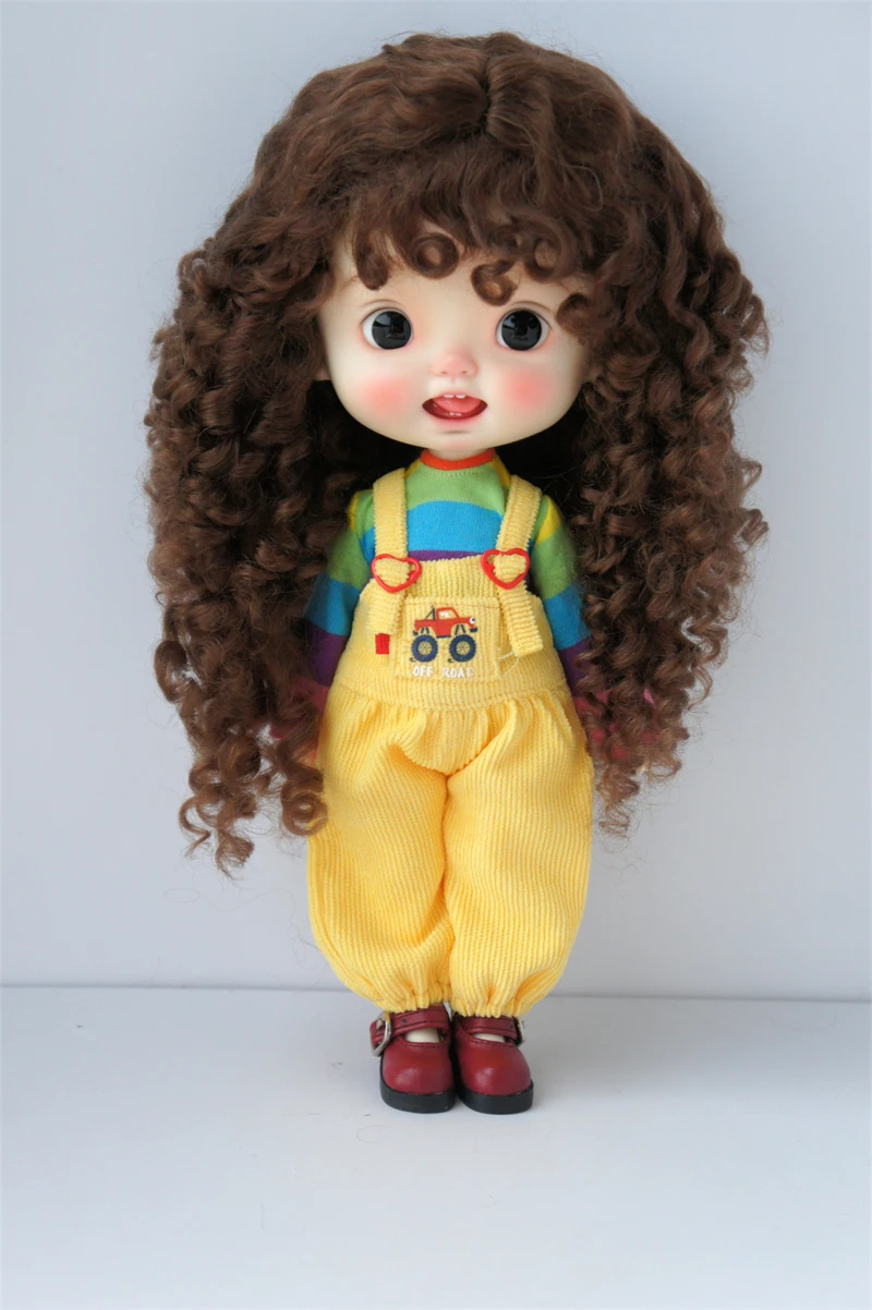 D28002l novo material penteado mohair bjd peruca para tamanho 8-9 polegada 10-11 polegada blythe popular extremamente longo encaracolado boneca acessórios de cabelo